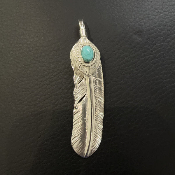 goro's | Silver Top Silver Rope Turquoise Feather (Right) (XL) / Brand New / Rare**TQ With Pattern