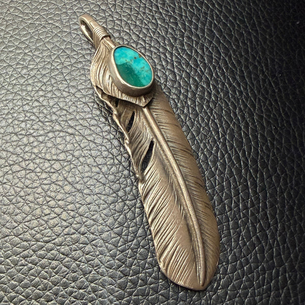 goro's | Silver Top Feather with Natural Turquoise (Right) (XL) / Old Design / Special Made / Very Rare / Handmade by Goro Takahashi