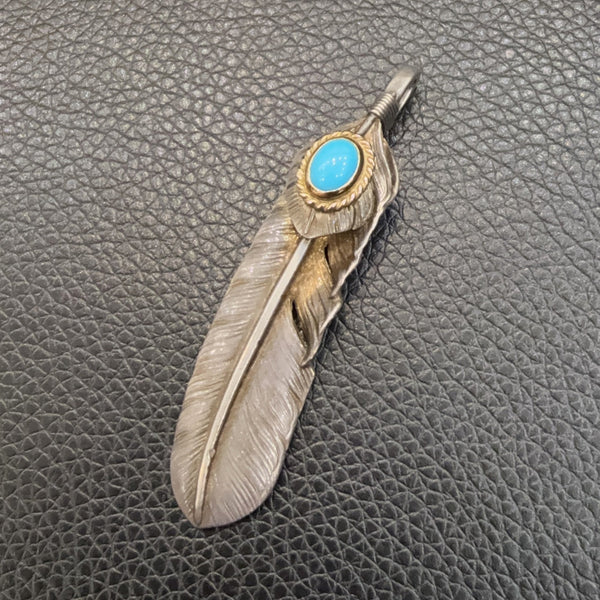 goro's | Silver Top Gold Rope Turquoise Feather (Left) (XL) / New Design