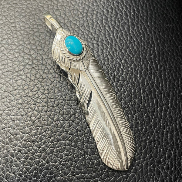 goro's | Silver Top Silver Rope Turquoise Feather (Right) (XL) / Brand New