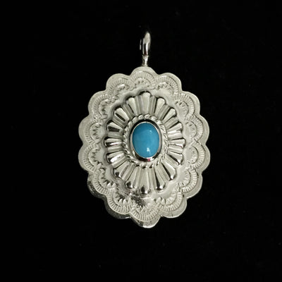 goros DELTAone International Silver Rope Turquoise Concho Pendant 36638 1