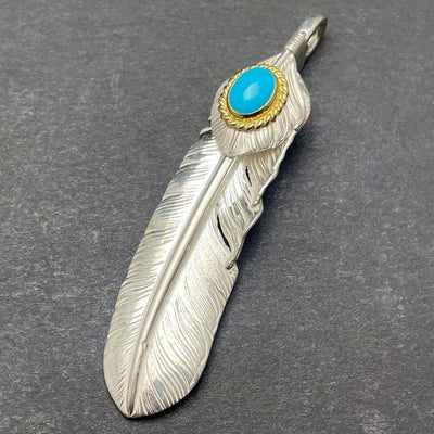 goros DELTAone International Silver Top Gold Rope Turquoise Feather Left XL 54399b 1