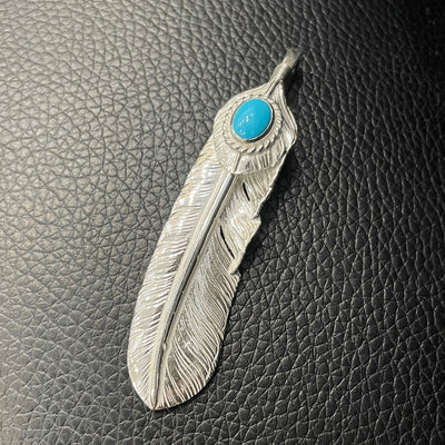 goros DELTAone International Silver Top Silver Rope Turquoise Feather Left XL 62276a 1