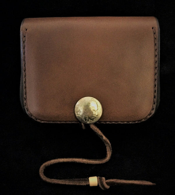 goro's | Leather Cornered Coin Case (Dark Brown) / Brand New