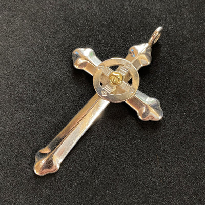 goros Silver Wheel Cross with K18 Gold 56242e 1