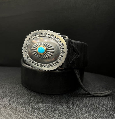 goros DELTAone International Buckle Belt with Gold Rope Turquoise Concho Black 42795h 1