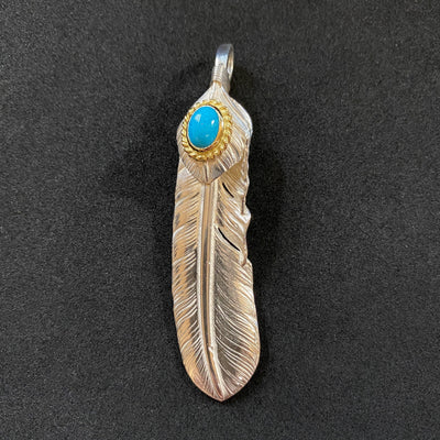 goros DELTAone International Silver Top Gold Rope Turquoise Feather Left XL 56736 1