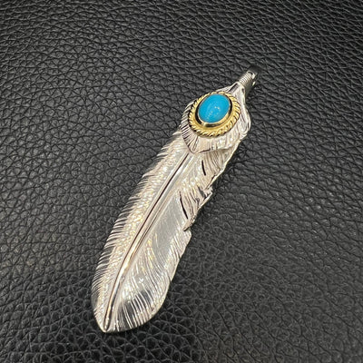 goros DELTAone International Silver Top Gold Rope Turquoise Feather Left XL 61453a 1