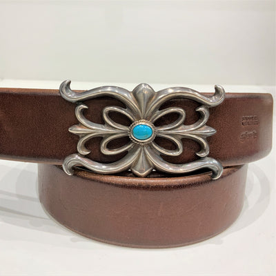 goros DELTAone International 3cm Fixed Cast Belt with Silver Rope Turquoise Dark Brown 36126a 1