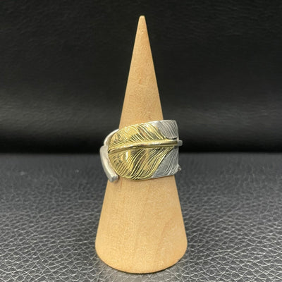 goros DELTAone International Gold Tip Feather Ring Size 15 68329a 1