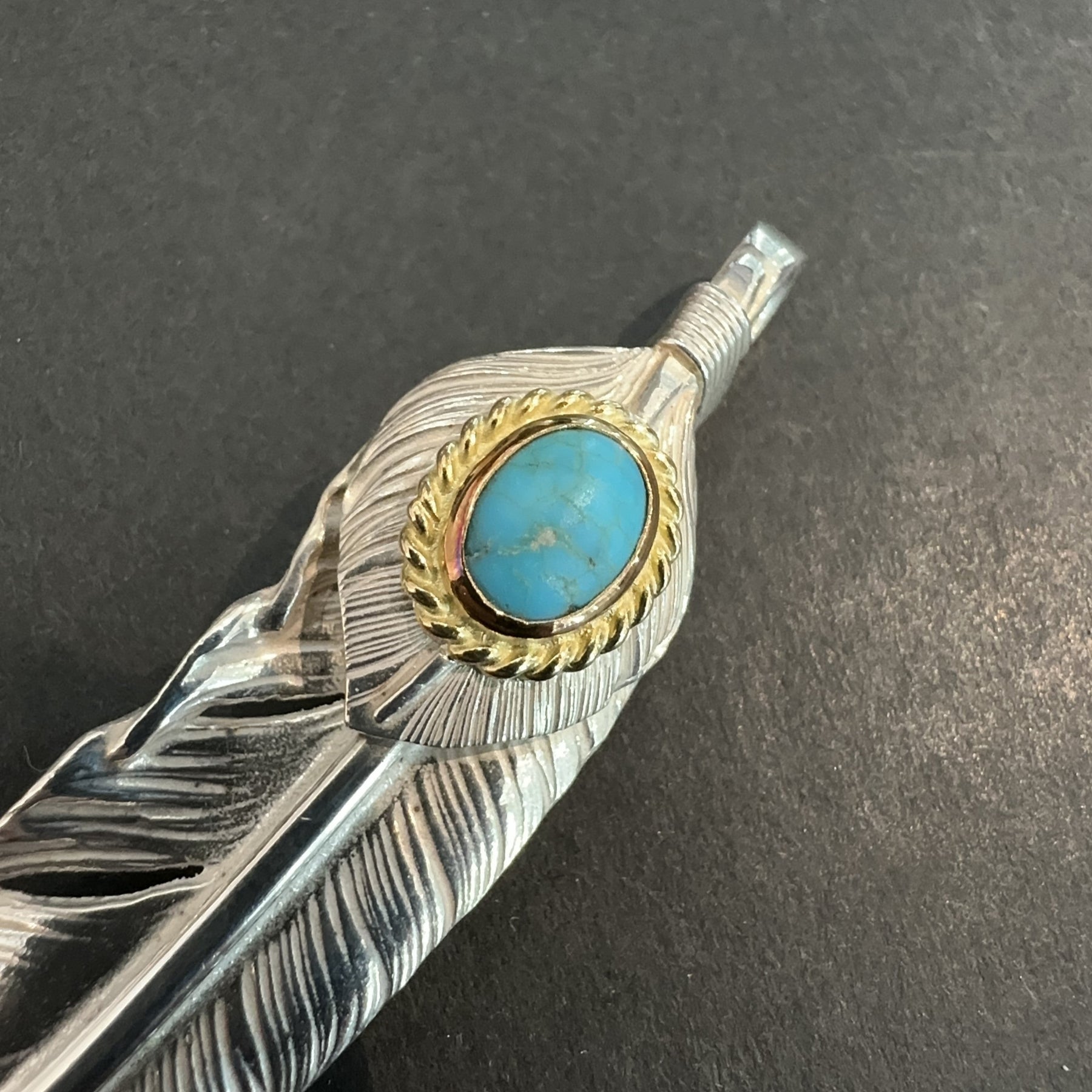 goro's | Silver Top Gold Rope Turquoise Feather (Right) (XL) / New 