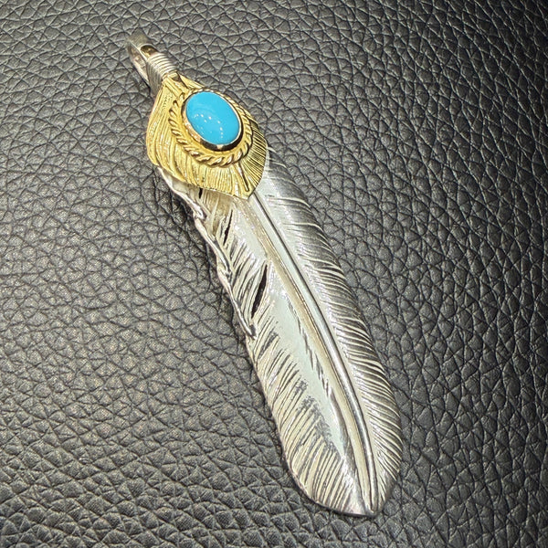 goro's | [SALE] Gold Top Gold Rope Turquoise Feather (Right) (XL) / Brand New
