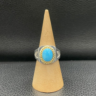 goros DELTAone International Stamp Ring with Gold Rope Turquoise Size 13 61186a 1
