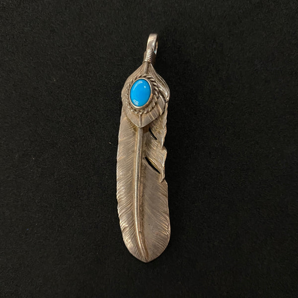 goro's | Silver Top Silver Rope Turquoise Feather (Left) (XL) / New Design