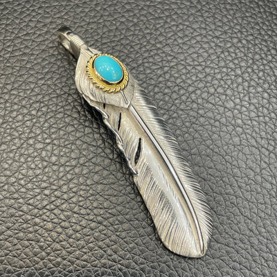 goros DELTAone International Silver Top Gold Rope Turquoise Feather Right XL 69938a 1
