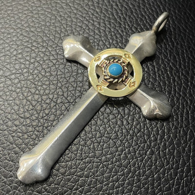 goros DELTAone International All Gold Wheel Cross with Gold Rope Turquoise S00169 1