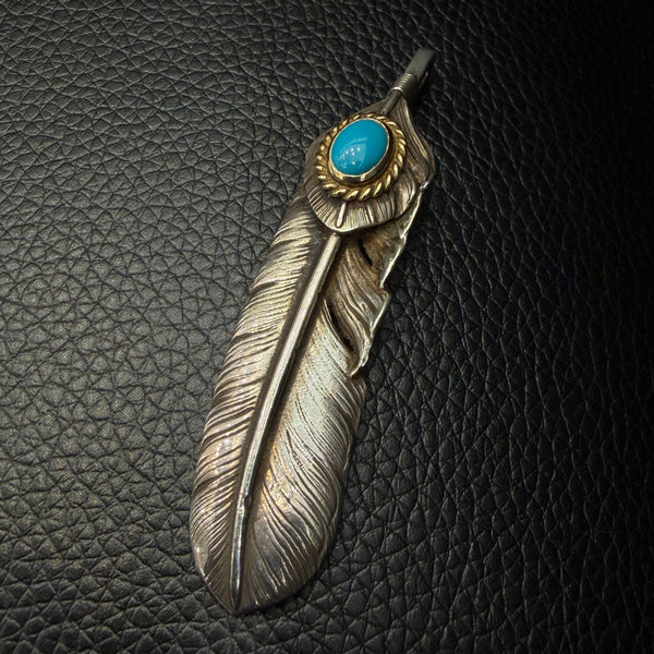 goro's | Silver Top Gold Rope Turquoise Feather (Left) (XL) / Old Design / Very Rare