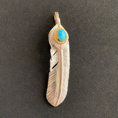 goros DELTAone International Silver Top Gold Rope Turquoise Feather Right XL 71464 1