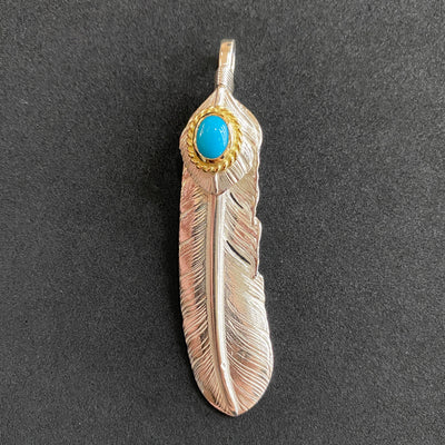 goros DELTAone International Silver Top Gold Rope Turquoise Feather Left XL 71463 1