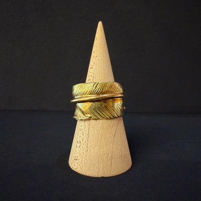 goros DELTAone International All Gold Feather Ring Size 19 72013 1