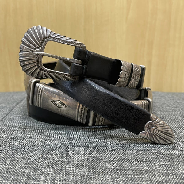 goro's | Leather Belt with Four Metal (Black) / Special Made / Very Rare **SIZE86.5/88.5cm