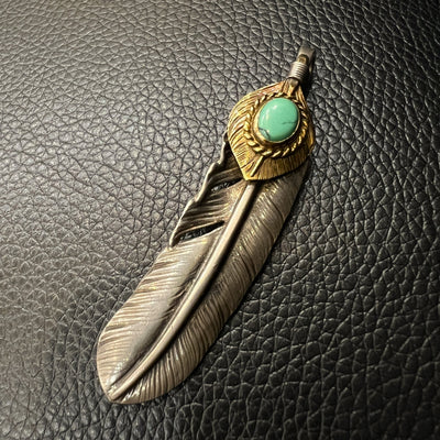 goros DELTAone International Silver Top Gold Rope Turquoise Feather Right XL 66132a 1