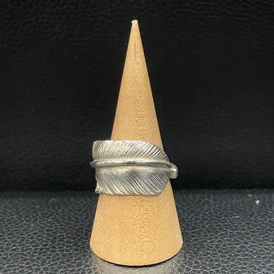 goros DELTAone International Silver Feather Ring Size 19 71133a 1