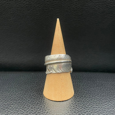 goros DELTAone International Silver Feather Ring Size 19 71458a 1