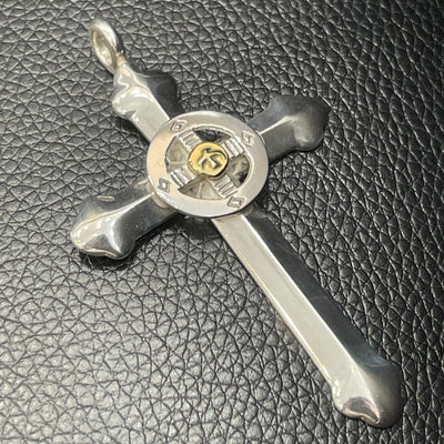 goros DELTAone International Silver Wheel Cross with K18 Gold S00453 1