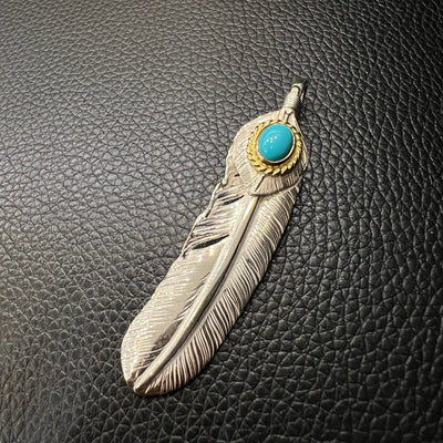 goros DELTAone International Silver Top Gold Rope Turquoise Feather Right XL 67117a 1