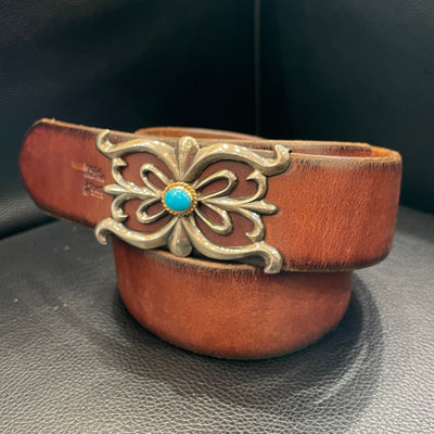 goros DELTAone International 4cm Fixed Cast Belt with Silver Rope Turquoise Dark Brown 72134a 1
