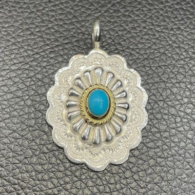 goros DELTAone International Gold Rope Turquoise Concho Pendant 64389a 1