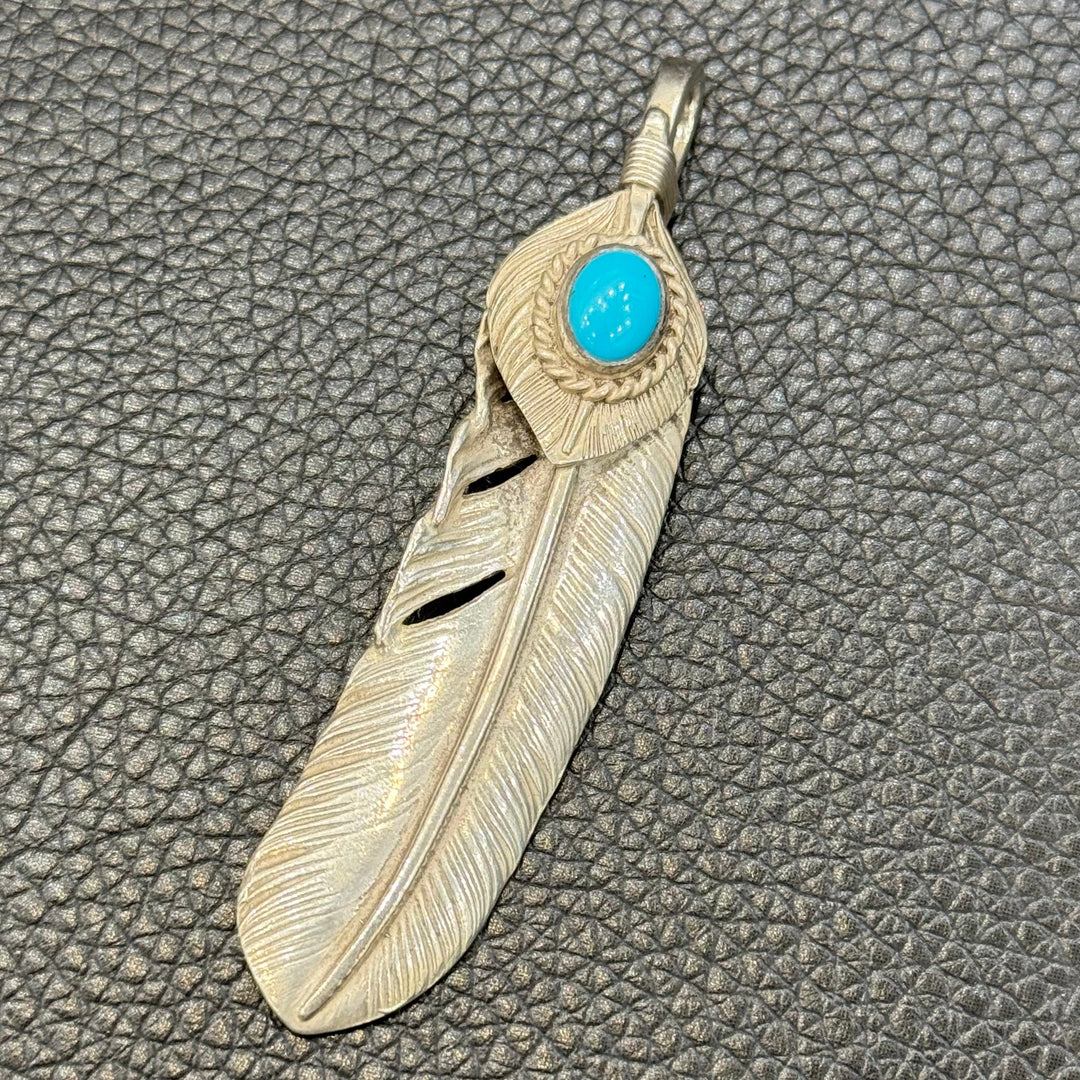 goro's Silver Top Silver Rope Turquoise Feather (Right) (XL
