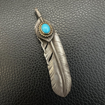 goros DELTAone International Silver Top Gold Rope Turquoise Feather Right XL 64086a 1