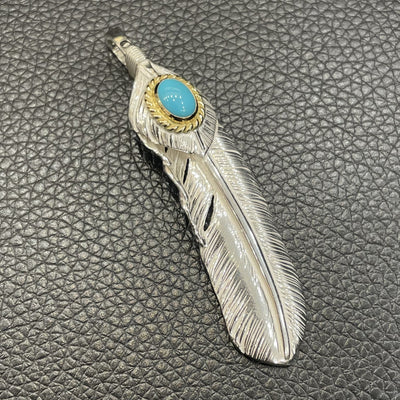 goros DELTAone International Silver Top Gold Rope Turquoise Feather Right XL 71455a 1