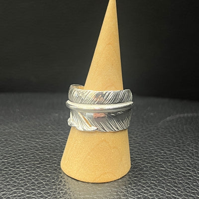 goros DELTAone International Silver Feather Ring Size 21 69239a 1