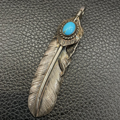 goros DELTAone International Silver Top Silver Rope Turquoise Feather Left XL 52757a 1