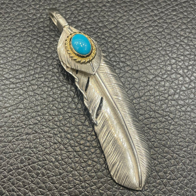 goros DELTAone International Silver Top Gold Rope Turquoise Feather Right XL 63934a 1