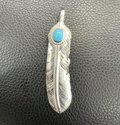 goros DELTAone International goros Silver Top Silver Rope Turquoise Feather Left XL 59219a 1