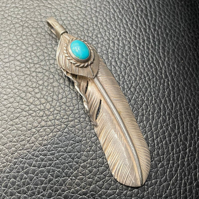 goros DELTAone International Silver Top Silver Rope Turquoise Feather Right XL 59298a 1