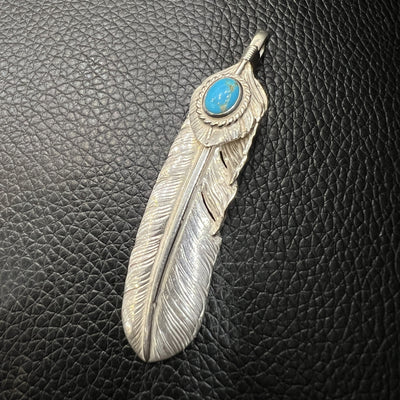 goros DELTAone International Silver Top Silver Rope Turquoise Feather Left XL 70820a 1
