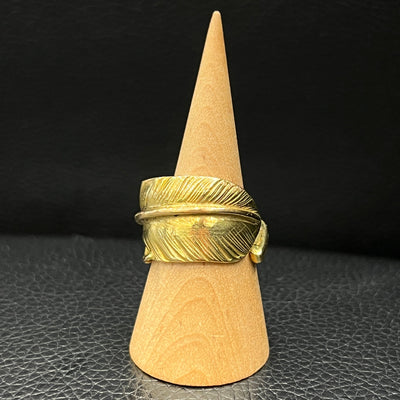 goros DELTAone International All Gold Feather Ring Size 16 S00413 1