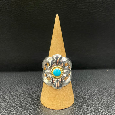 goros Cast Ring with Gold Rope Turquoise Size 17 58971a 1