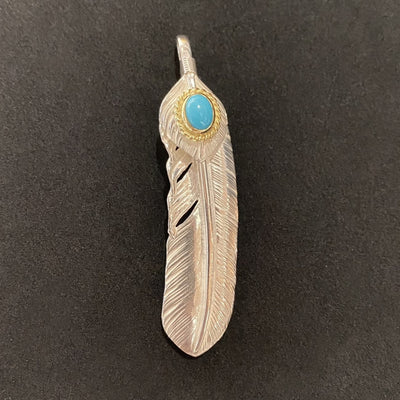 goros DELTAone International Silver Top Gold Rope Turquoise Feather Left XL 59494 1
