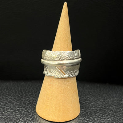 goros DELTAone International Silver Feather Ring Size 13 72000a 1