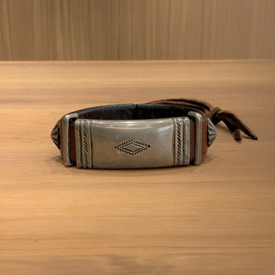 goros DELTAone International Leather Bracelet with Metal LDark Brown 54009 1