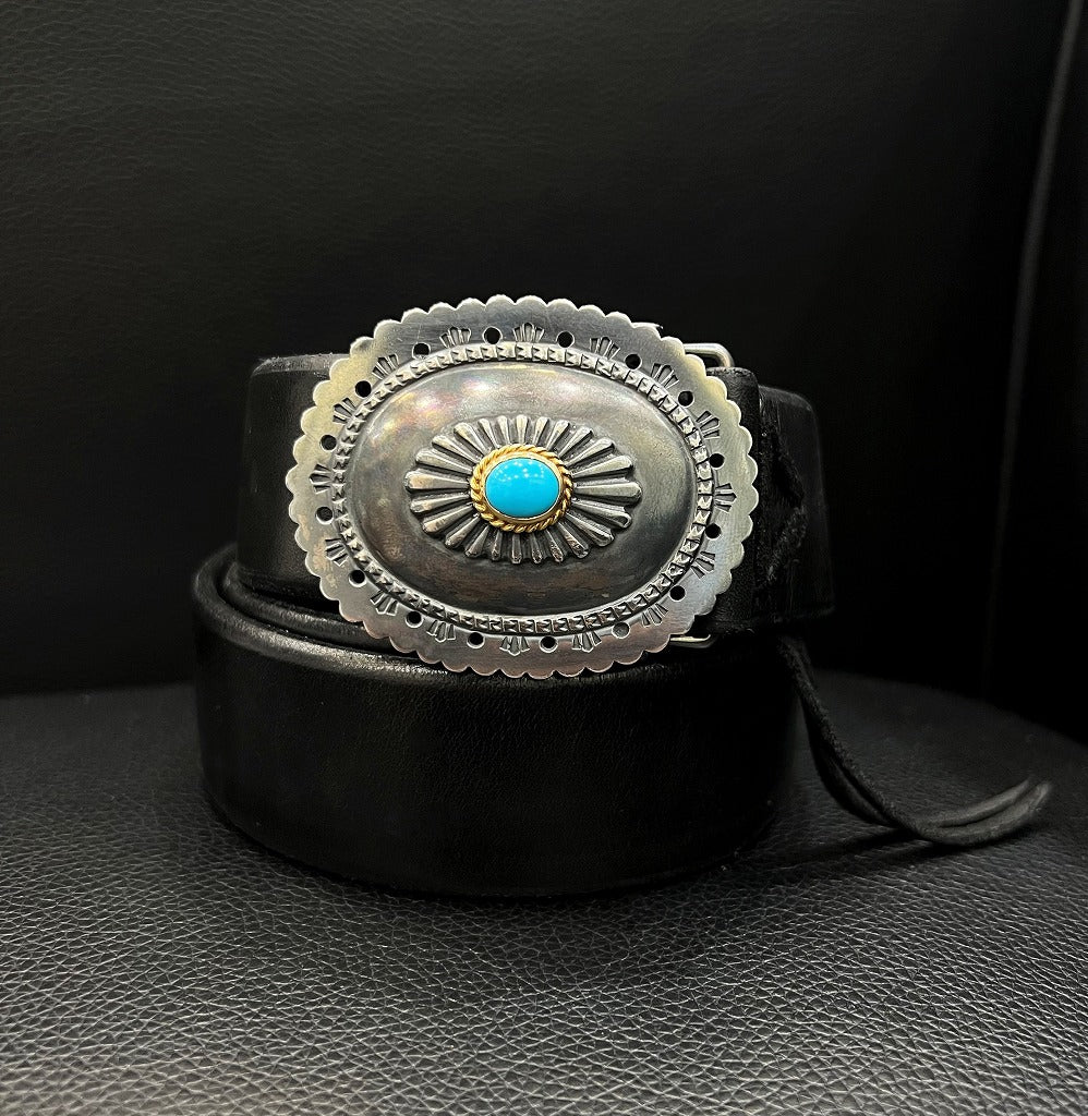 goro's | Fixed Gold Rope Turquoise Buckle Belt (Black) / Brand New ...
