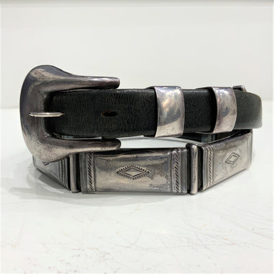 goros Leather Belt with Four Metal Saddle 27114 56289a 1
