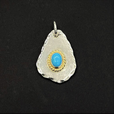 goros DELTAone International Metal Pendant with Gold Rope Turquoise Stamp 24820 43007h 1