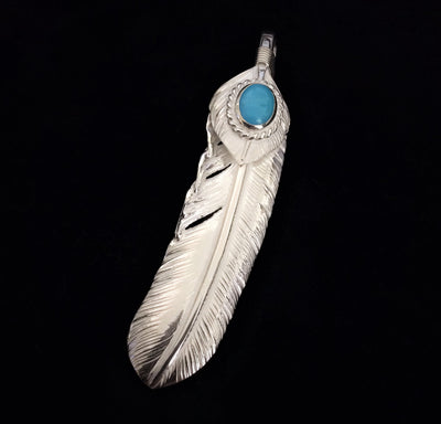 goros DELTAone International Silver Top Silver Rope Turquoise Feather Right XL 25313 49048h 1